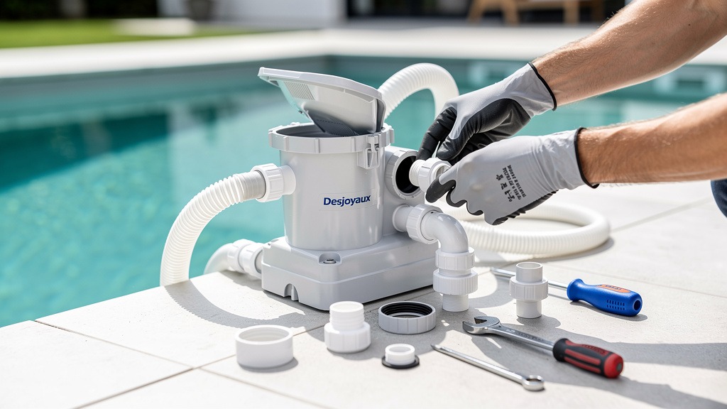 Démontage des raccords du groupe de filtration Desjoyaux