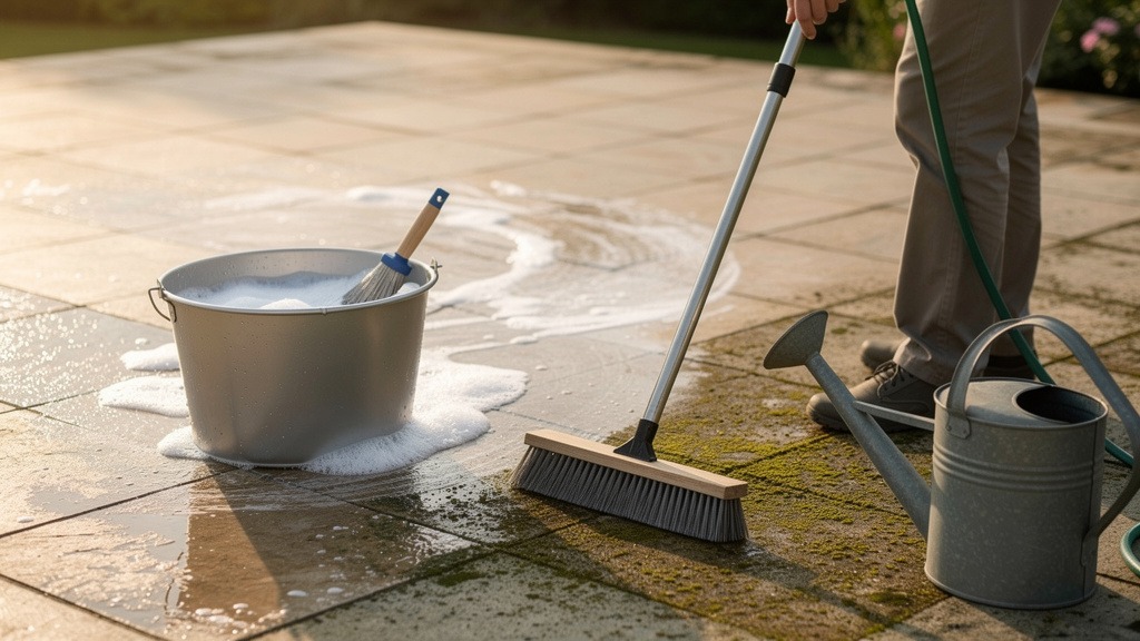 Comment nettoyer sa terrasse avec du percarbonate de soude, étape par étape ?