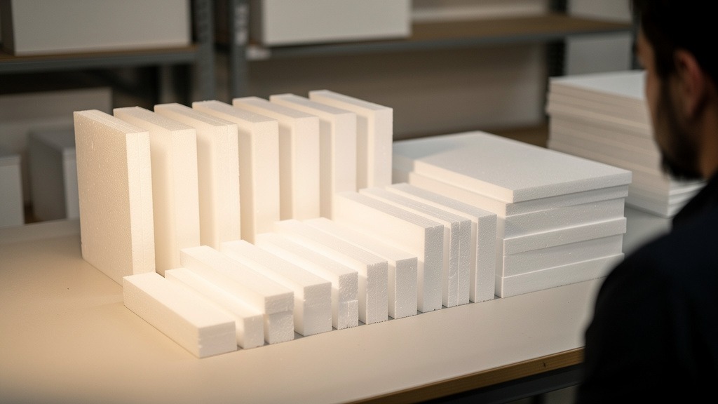 Différents formats de blocs polystyrène alignés
