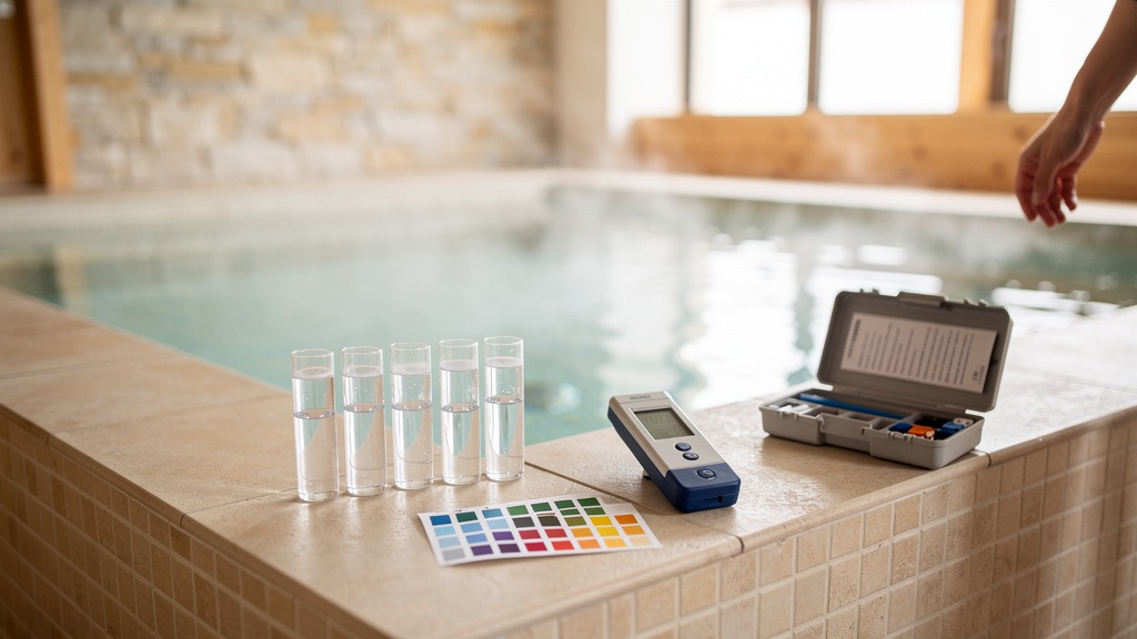Test de la qualité de l'eau d'un spa au sel