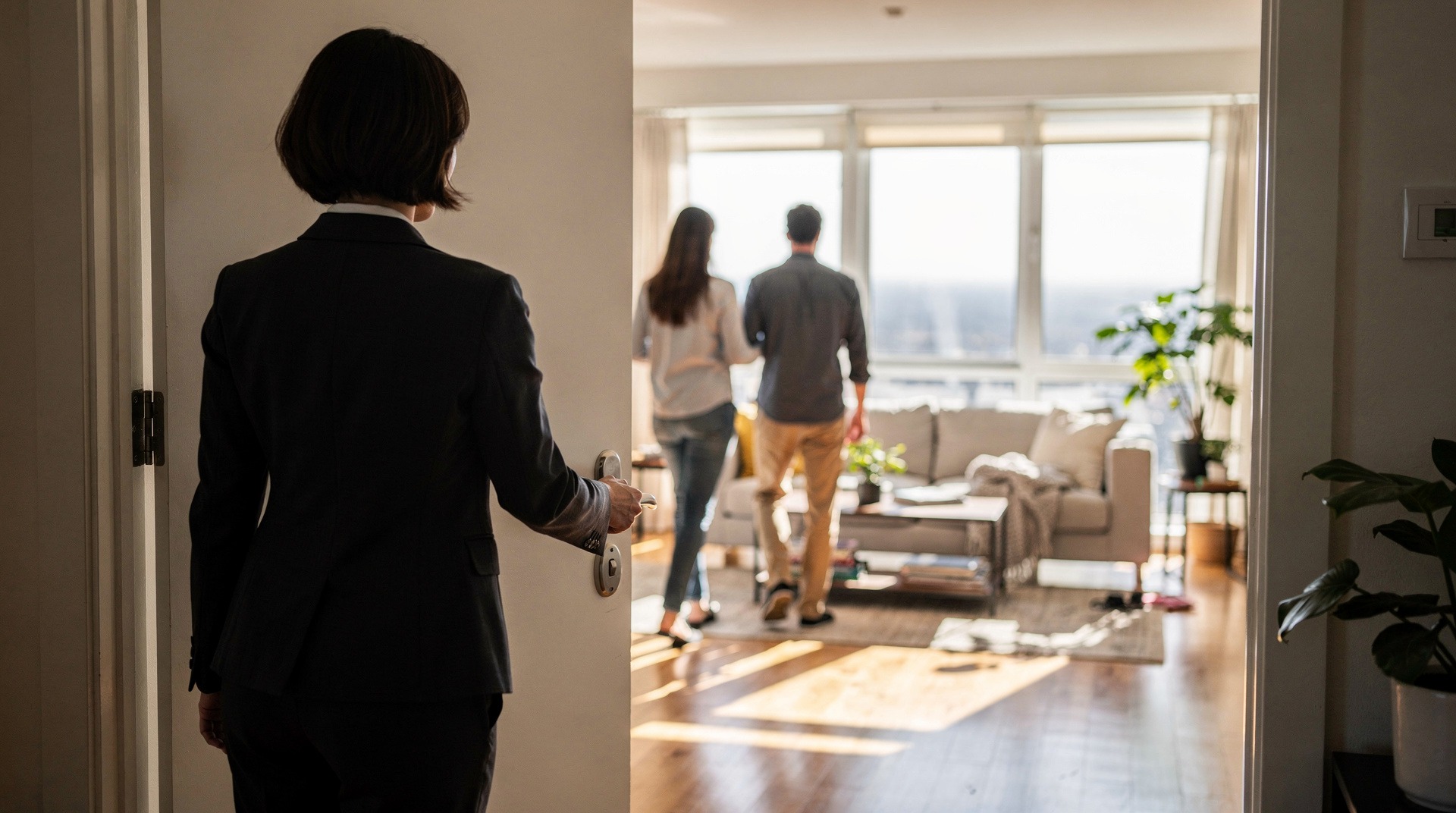 Visite d'un appartement accompagnée par un agent immobilier
