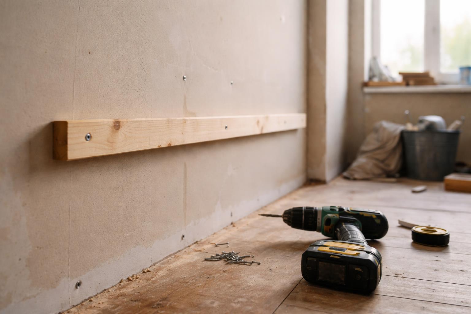 Fixation de tasseau en bois sur placo à la perceuse