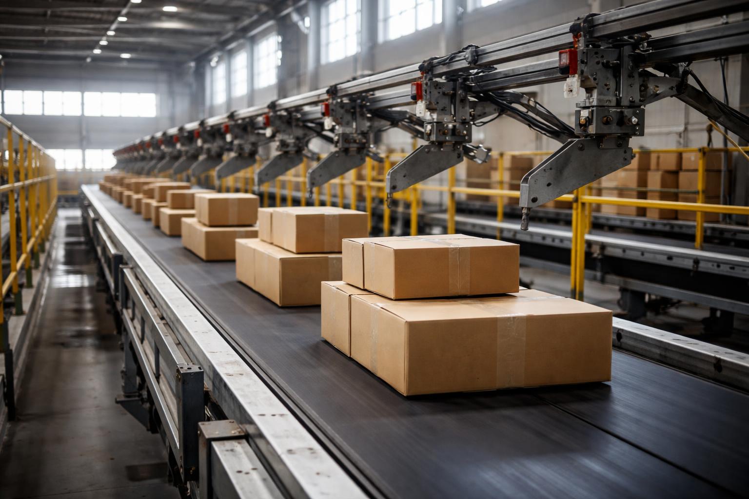 Tapis roulant dans un centre de tri logistique